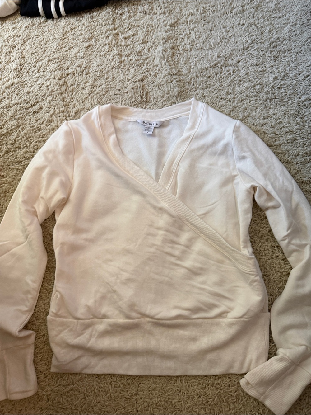 Athleta Off-White V-Neck Pullover sweatshirt - small